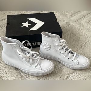 White leather Converse All Stars - high tops, worn once